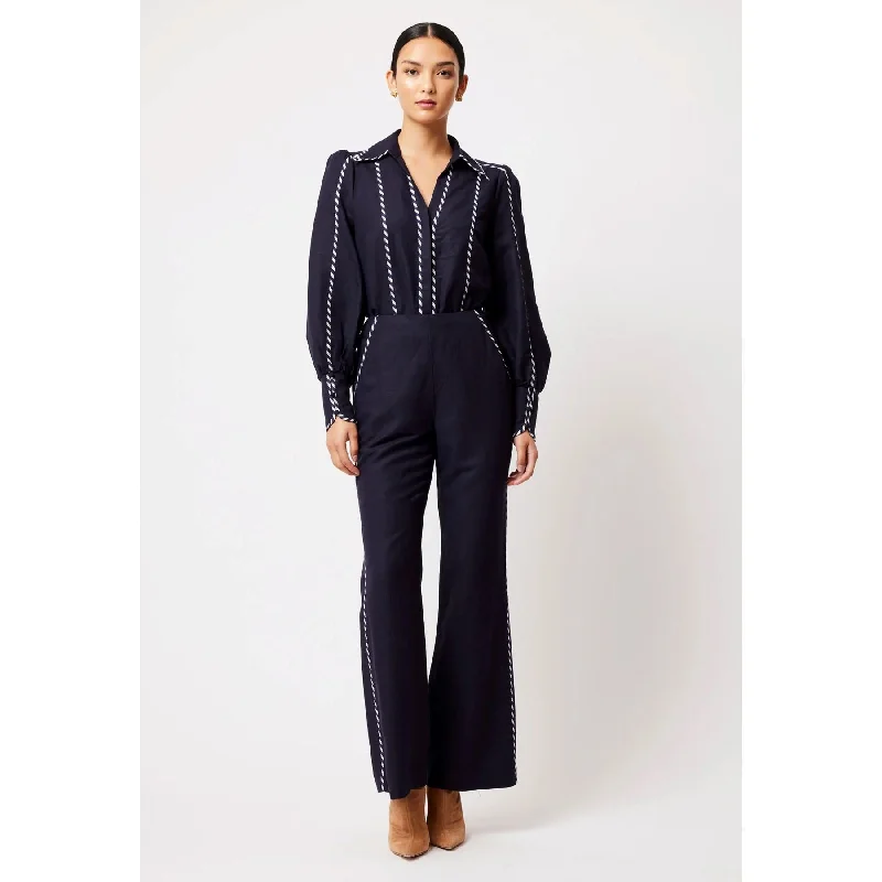 Once Was Ceres Linen Viscose Pant - Ink Classic Straight Pants