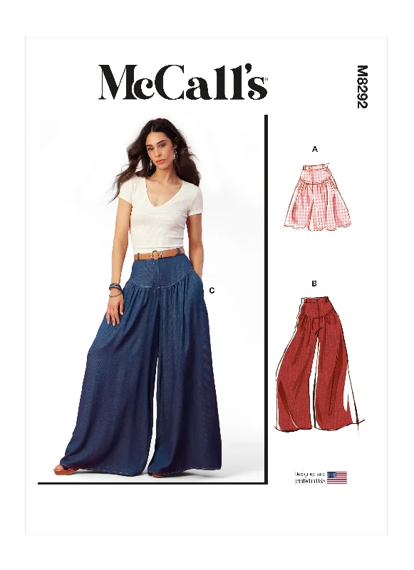 McCall's Pattern M8292 Misses Shorts & Pants Trendy Wide-Leg Pants