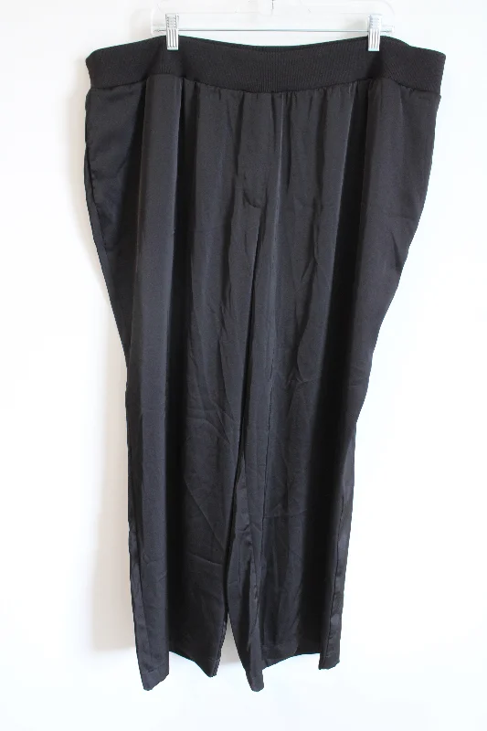 Calvin Klein Black Satin Wide Leg Pant | 3X Formal Slim Pants