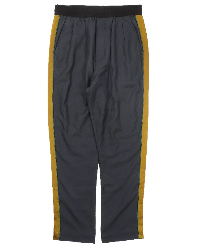 Navy Gold Side Stripe Track Pants Fashionable Track Pants