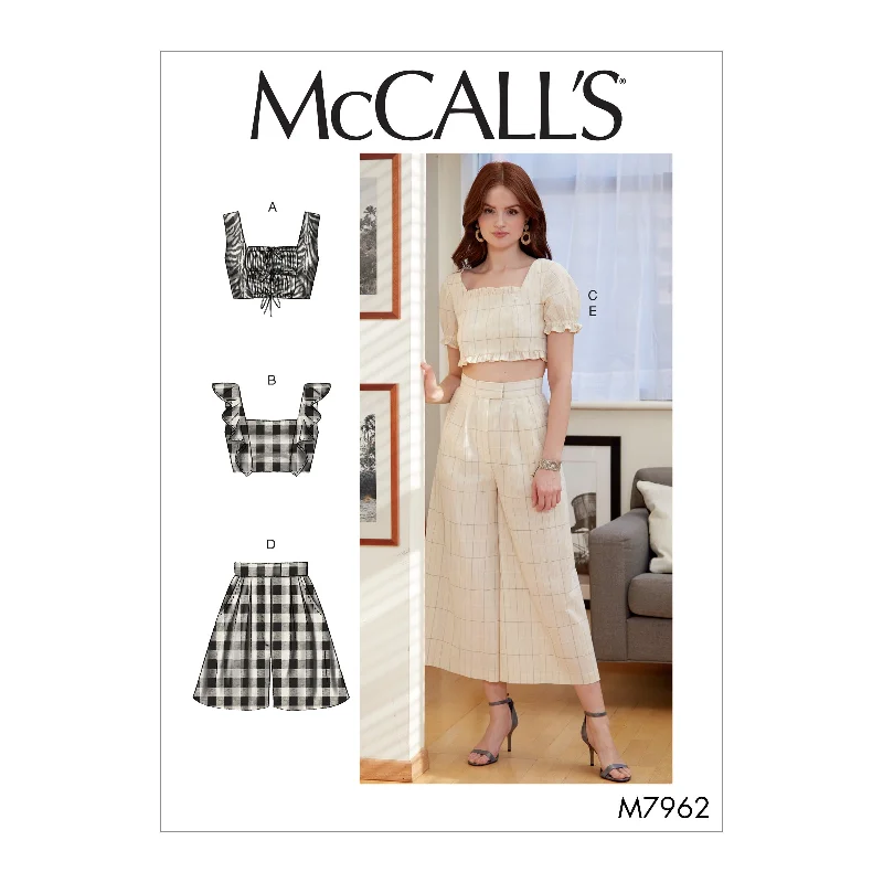 McCall's Pattern M7962 Misses' Tops, Shorts and Pants High-Waist Yoga Pants