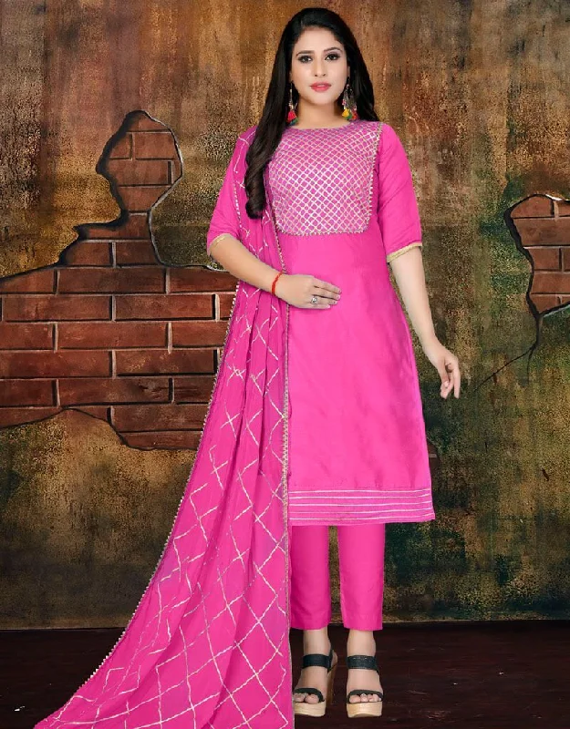 Rani Pink Pure Semi Modal Pant Salwar Suits Sleek Black Pants