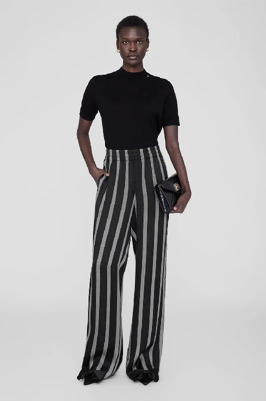 Soto Pant - Black Herringbone Stripe Trendy Work Pants