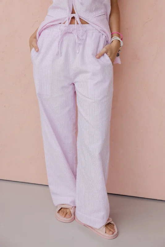 DENIS Pants Pink Stripe Comfortable Jogger Trousers