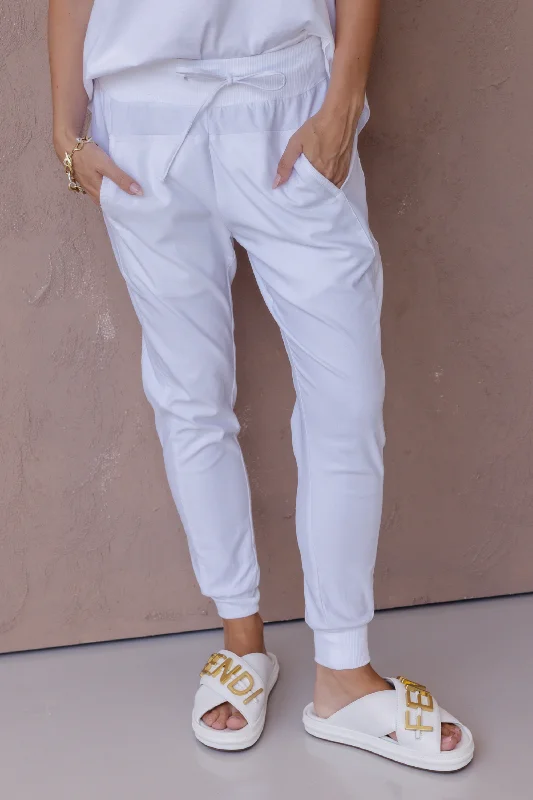 JOEY Pants White Comfortable Jogger Trousers