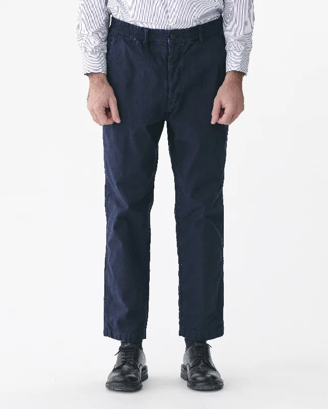 BACK SATIN TAPERED PANTS / NAVY Cozy Full-Length Pants