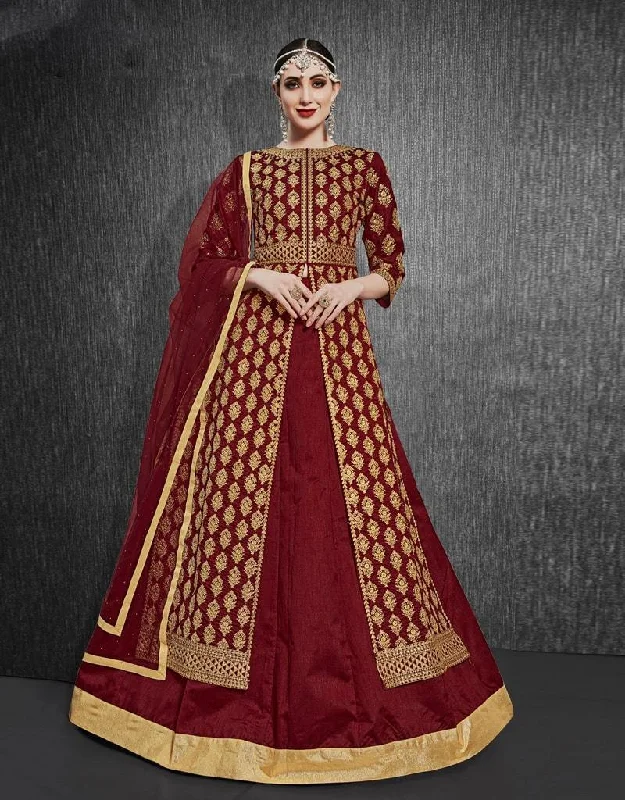 Wine Pant style Kurti Silk Classic Flared Pants