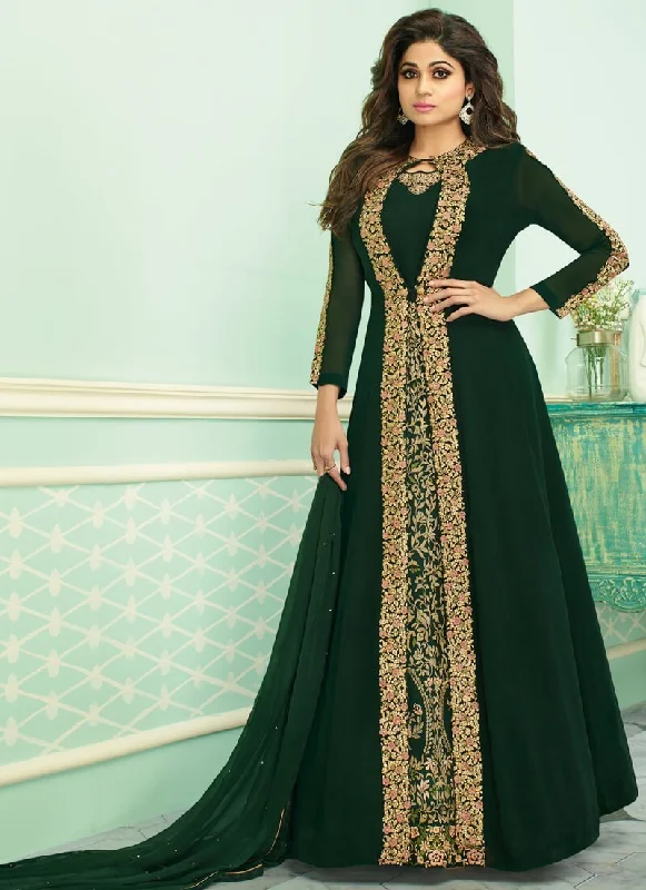 Real Georgette Green Anarkali Suit Pant Bottom High-Waist Yoga Pants