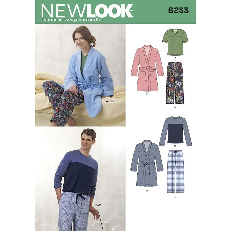Newlook Pattern 6233 Unisex Pants, Robe and Knit Tops High-Waist Jeans