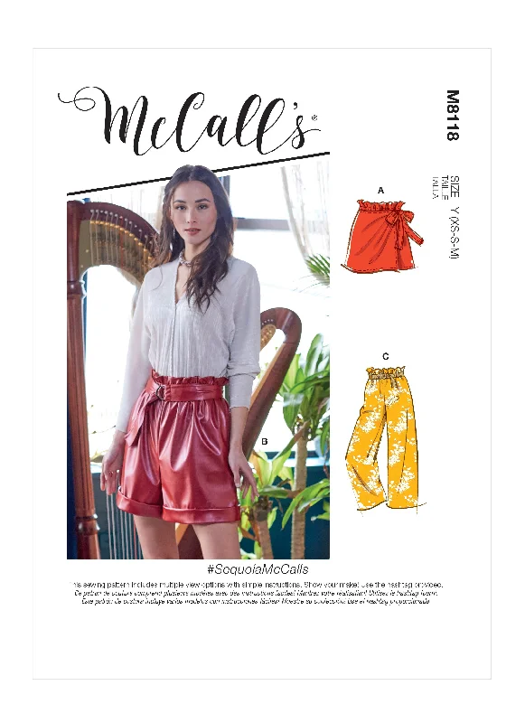 McCall's Pattern M8118 Misses' Shorts, Pants & Belt Elegant Dress Pants