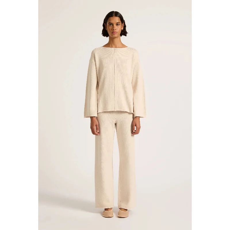 Nude Lucy Lilou Knit Pant - Bone Fashionable Button-Up Pants