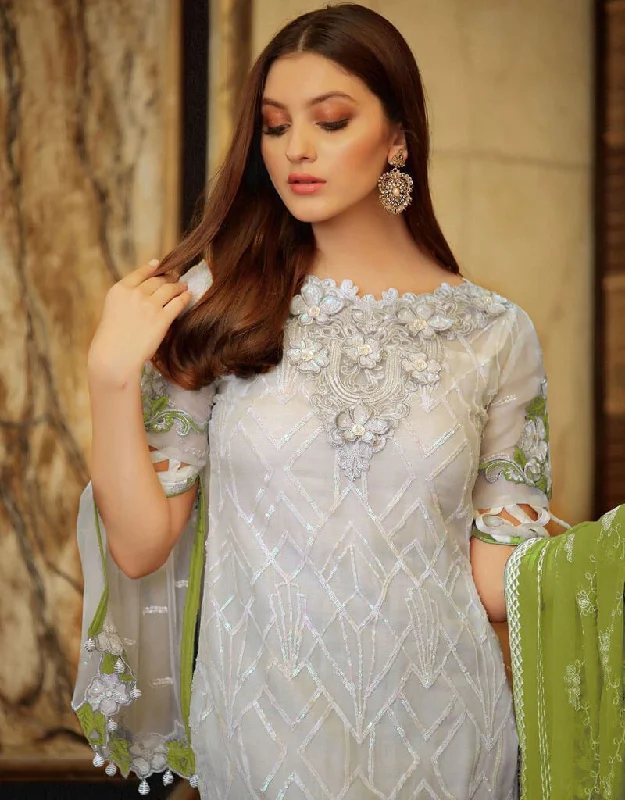 Off White Foux Georgette Pant Salwar Suit Comfy Cargo Trousers