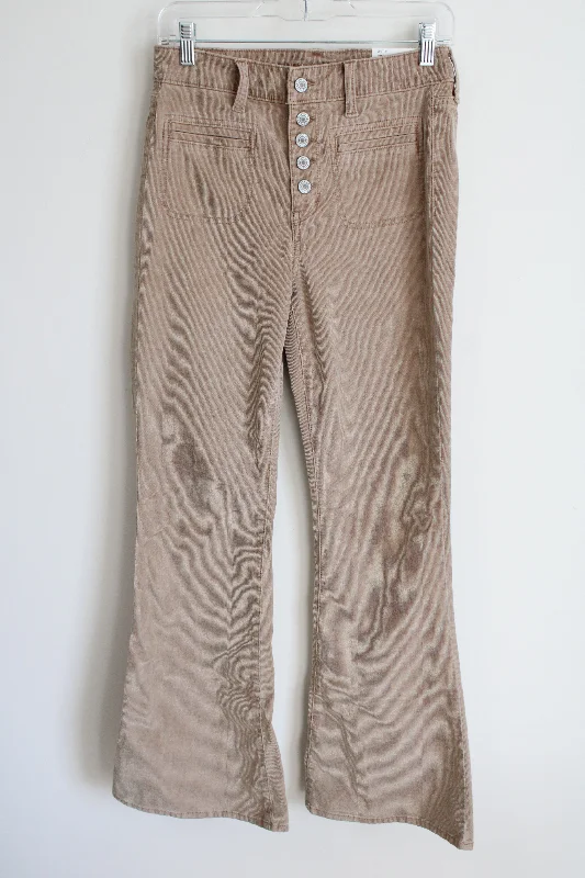 NEW American Eagle Super Hi-Rise Flare Brown Corduroy Pant | 4 Chic Slim Fit Pants