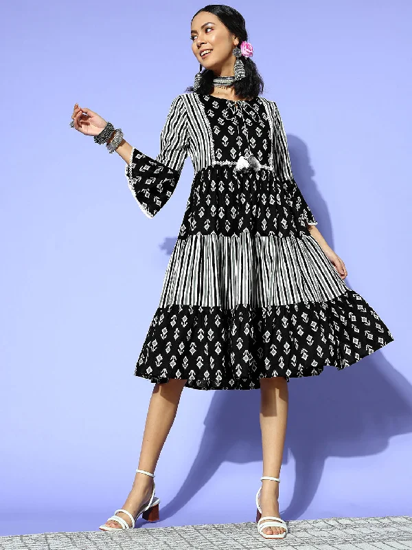 Women Black Cotton Dress