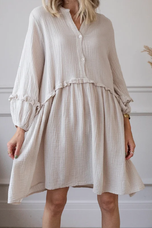 Lily Silver Half Buttoned 100% Cotton Womens Dress