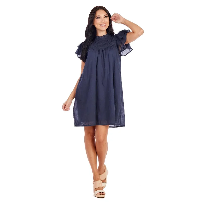 Navy Bowers Smocked Dress by Mudpie