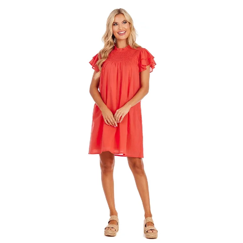 Coral Bowers Smocked Dress by Mudpie