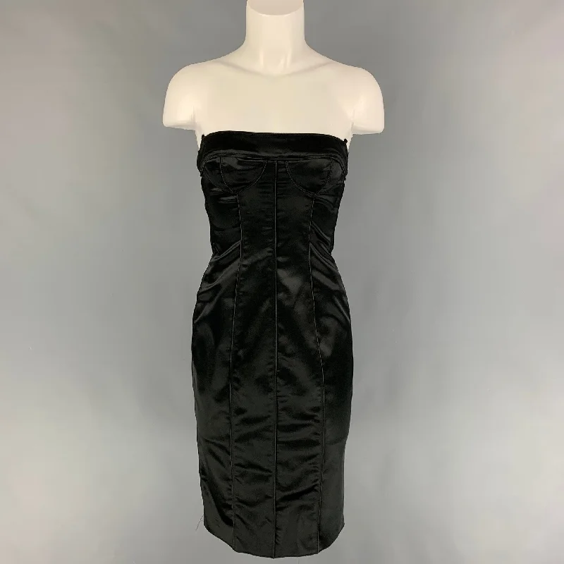 D&G by DOLCE & GABBANA Size 8 Black Acetate Blend Strapless Dress