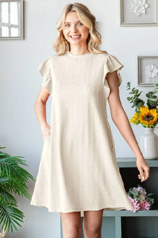 Solid Diamond Pattern Dress in Cream