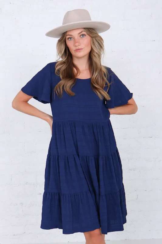 Dahlia Dress in Navy Blue