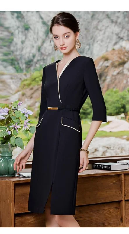 Elegant Day to Dinner V-neck Dress