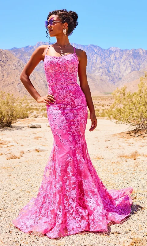 Ellie Wilde Embroidered-Lace Mermaid Prom Dress