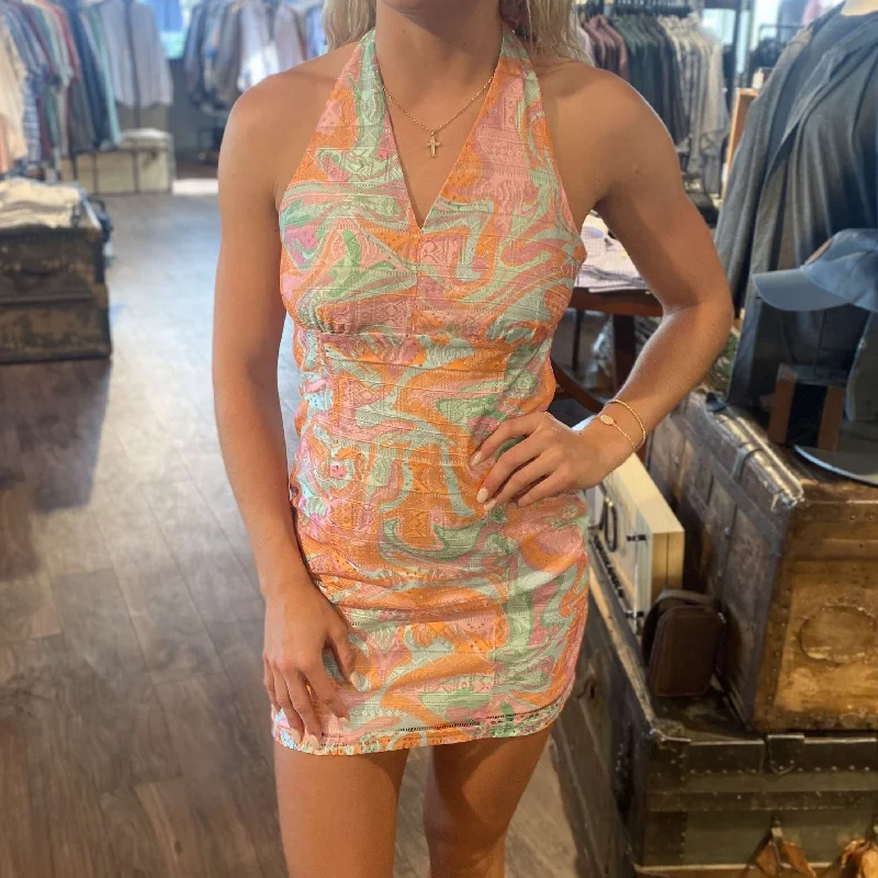 Lili Sidonio printed colorful halter dress