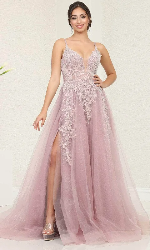 May Queen RQ8137 - Foliage Detail Prom Dress