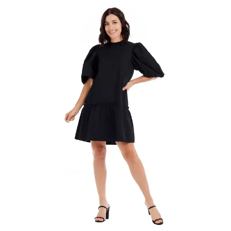Milan Flounce Dress in Black by Mudpie