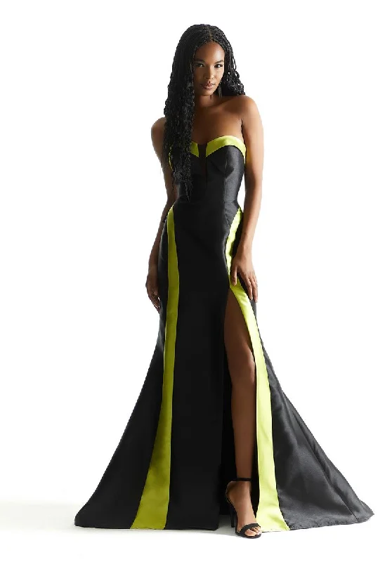 Morilee Color Block Strapless Ruffle Prom Dress 49025