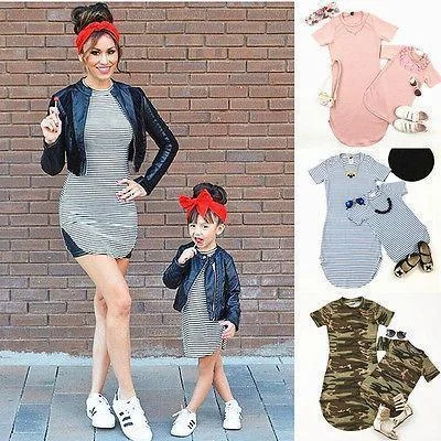 Mother And Daughter Family Matching Printed Summer Dress
