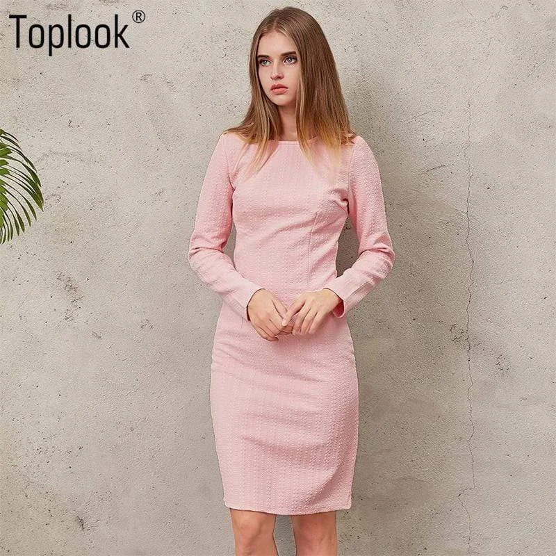Pink Jacquard Pencil Cut Dress