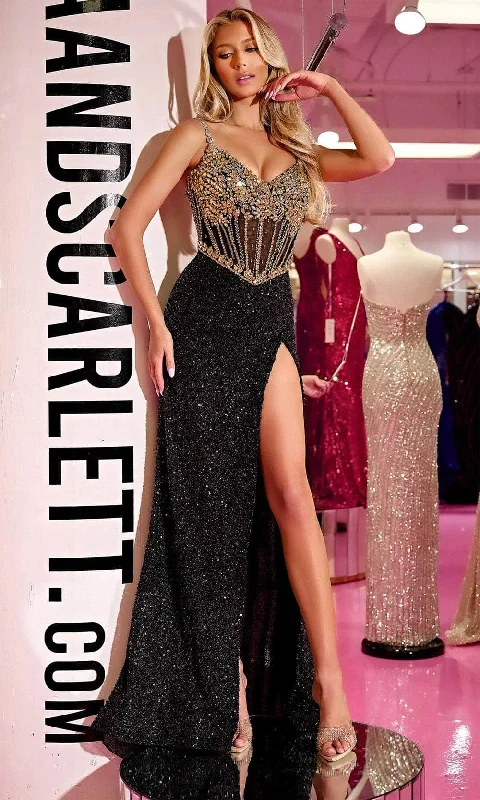 Portia and Scarlett PS24872C - Illusion Corset Beaded Prom Gown