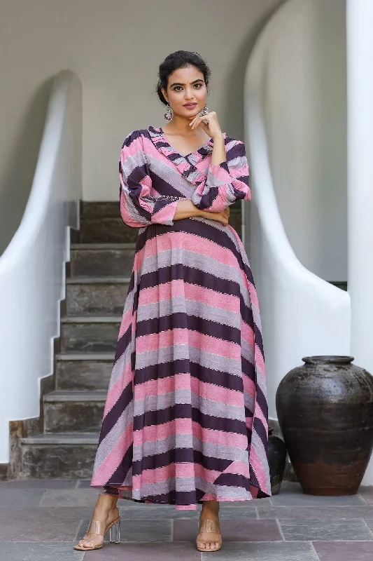 Women Purple Printed A-Line Dress