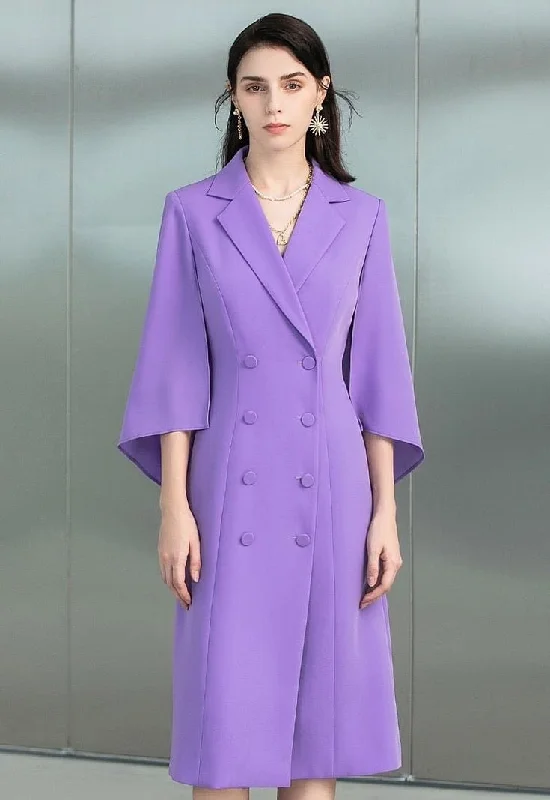 Royal Amethyst Flutter Sleeve Coat Dress