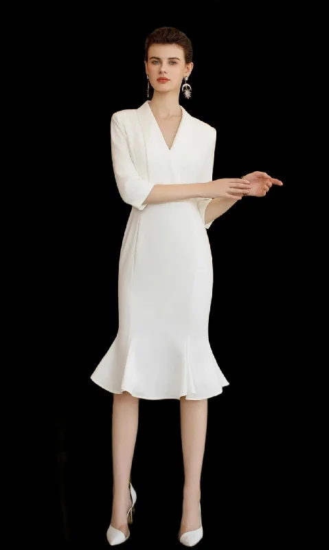 Sculpted Ivory Fishtail Dress