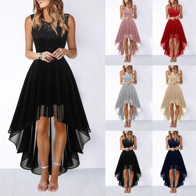 Elegance in Motion: Spliced Hem Chiffon Dress