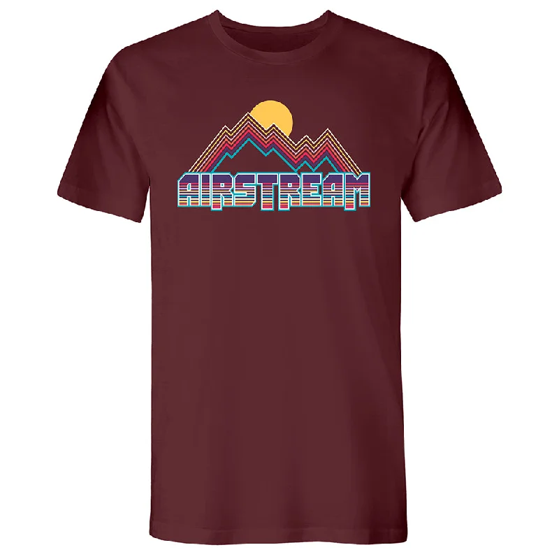 Airstream Retro Mountain T-Shirt Denim Fabric Leather Fabric Suede Fabric