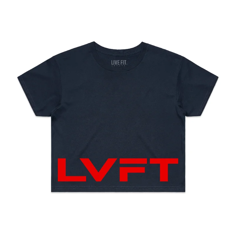 American Crop Tee - Navy/Red Terry Blend Velvet Blend Canvas Blend