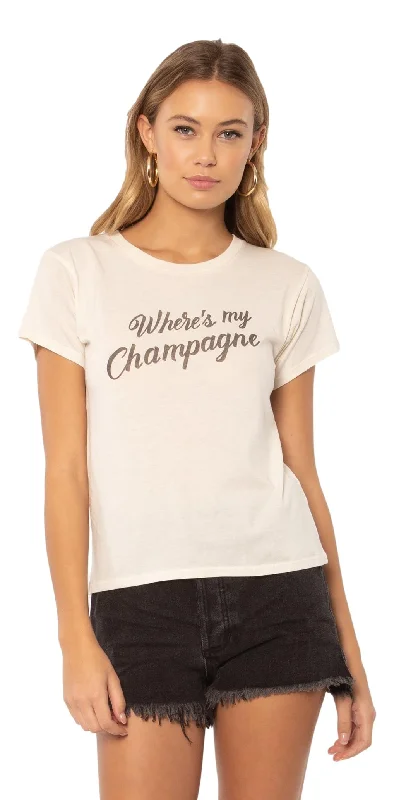 Amuse society Champagne knit tee shirt / vintage white Chenille Brocade Lace