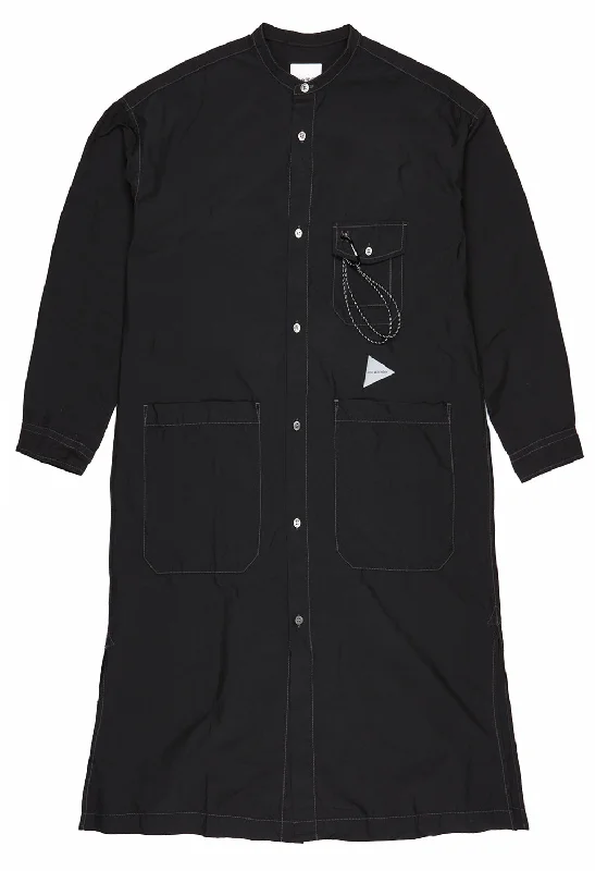 And Wander Women's CORDURA Typewriter Long Shirt - Black Solid Print Embellished