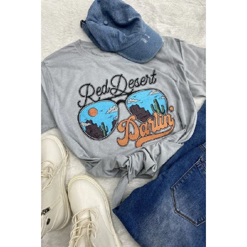 Red Desert Darlin Tee Houndstooth Herringbone Solid