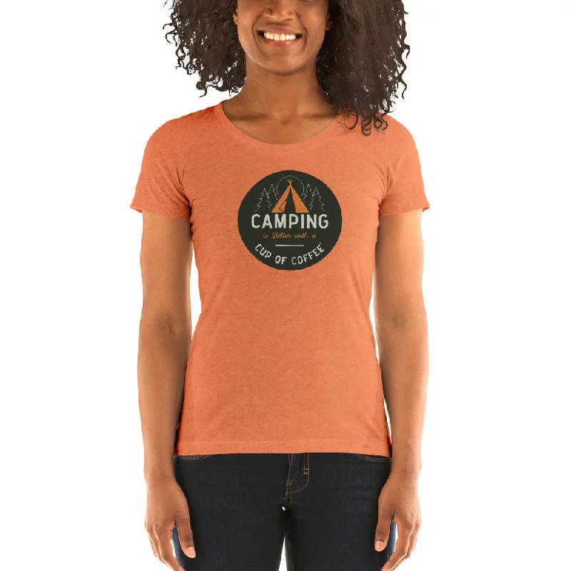 Camping is Better with a Cup of Coffee Women's Tri-Blend T-shirt Zippered Buttoned Snapped Camping is Better with a Cup of Coffee Women's Tri-Blend T-shirt Zippered Buttoned Snapped