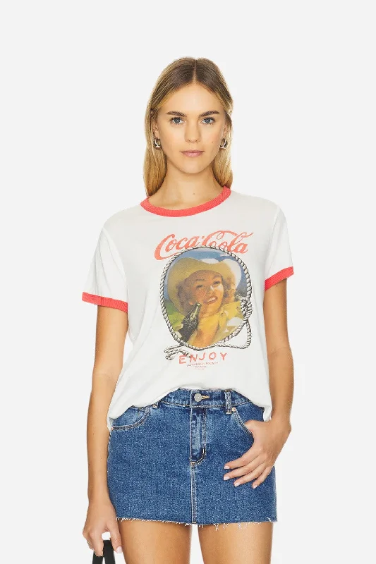 Laundry Room Coca Cola Cowgirl Perfect Ringer Tee Print Jacquard Patchwork