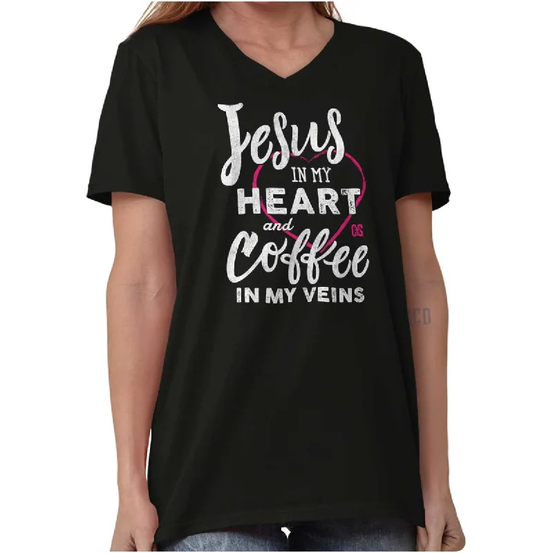 Coffee Veins V-Neck T Shirt Hooded Caped Shawl Collar