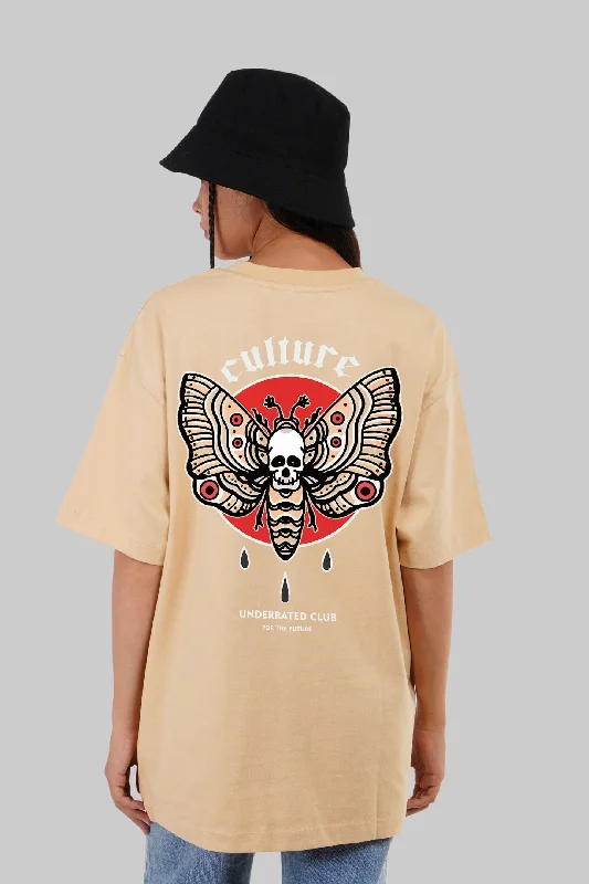 Culture Graphic Beige Oversized Fit T-Shirt Women Knit Fabric Woven Fabric Fleece Fabric Culture Graphic Beige Oversized Fit T-Shirt Women Knit Fabric Woven Fabric Fleece Fabric