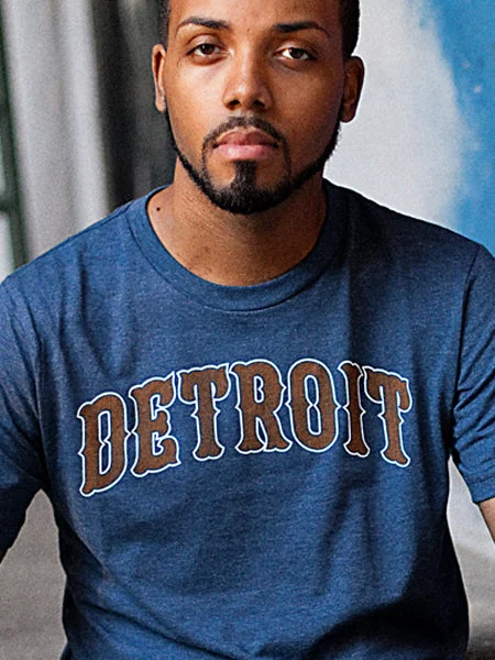 Detroit Vintage Unisex T-shirt - Navy + Orange / White Houndstooth Herringbone Solid Detroit Vintage Unisex T-shirt - Navy + Orange / White Houndstooth Herringbone Solid