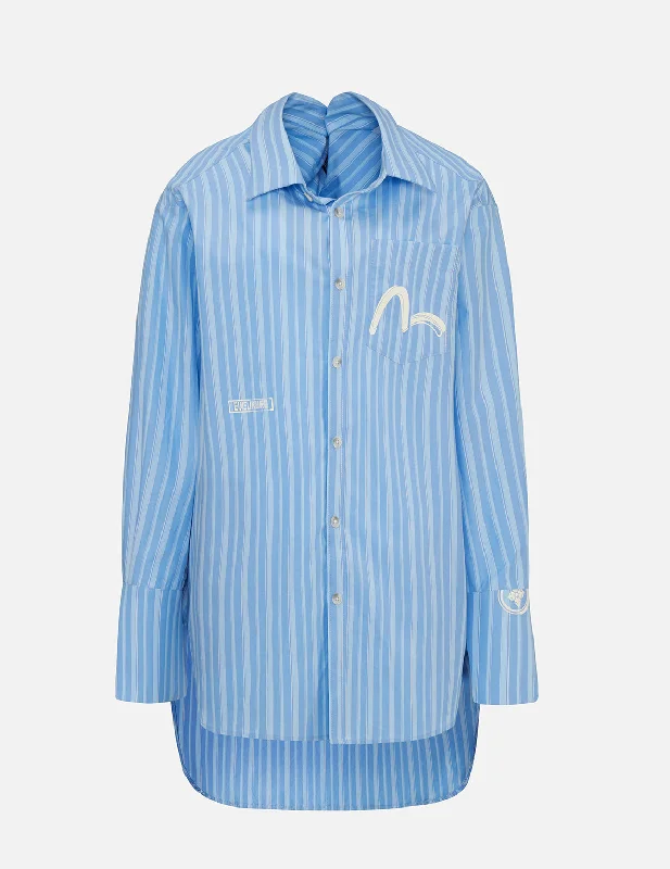 Drape Collar Pinstripe Shirt Knit Fabric Woven Fabric Fleece Fabric