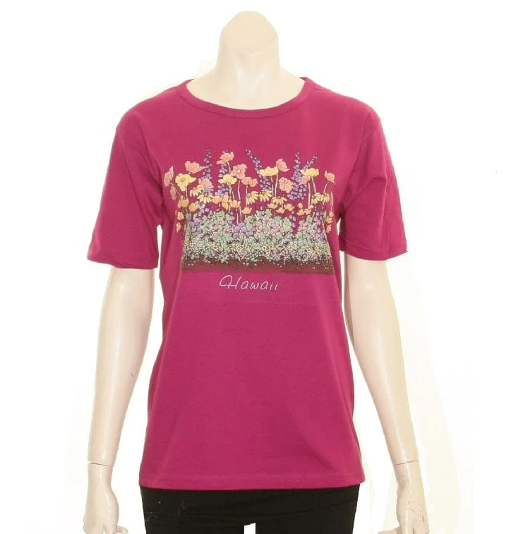 Flower Garden Tee Basic T-Shirt Crew Neck Short Sleeve