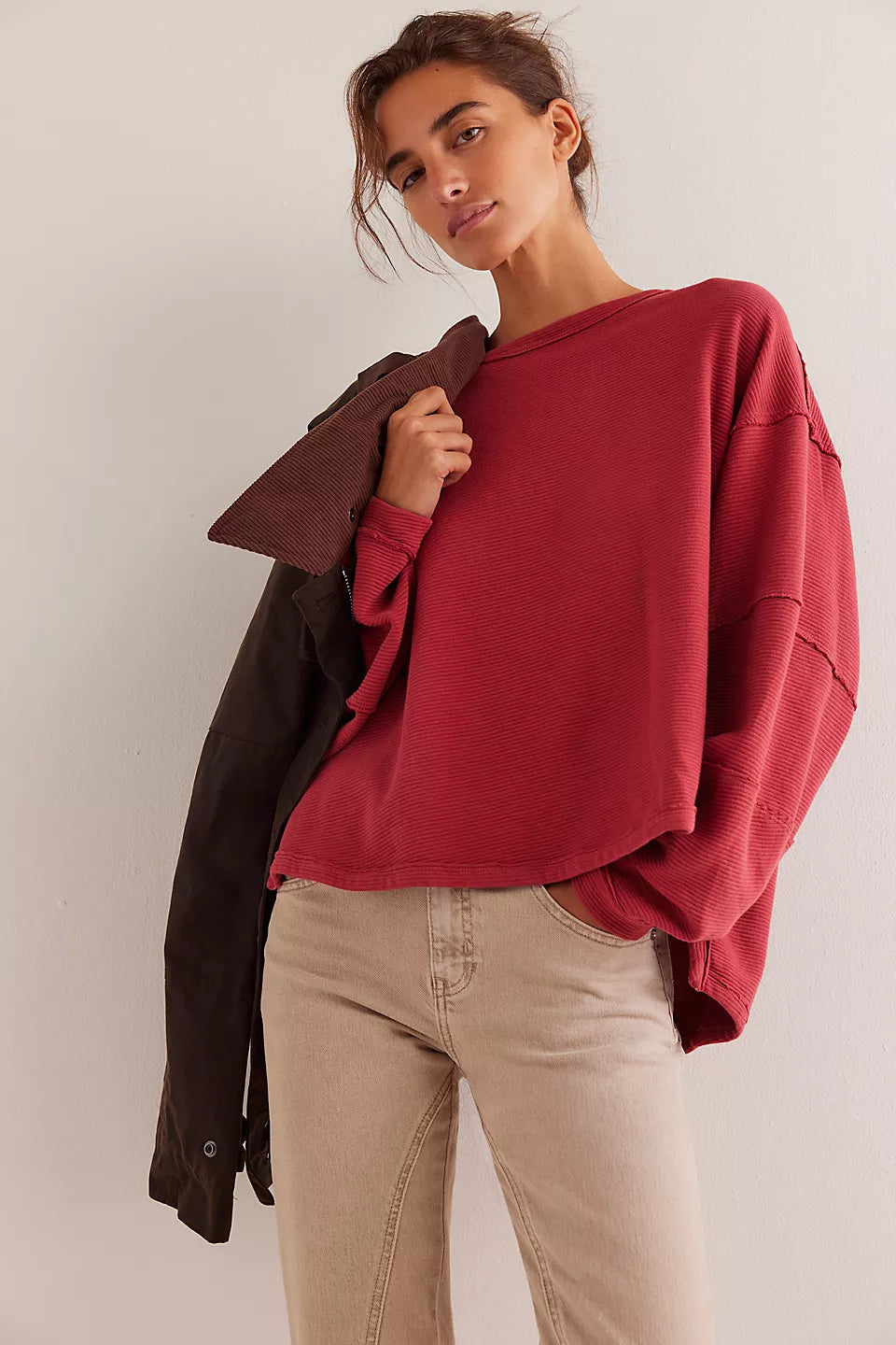 Free People We The Free Total Eclipse Tee - RUBIES Mesh Blend Leather Blend Suede Blend Free People We The Free Total Eclipse Tee - RUBIES Mesh Blend Leather Blend Suede Blend